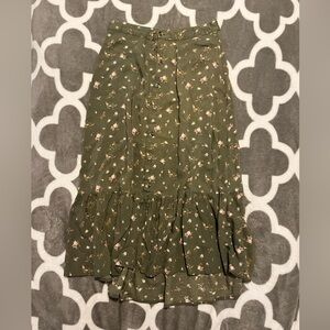 SO Olive Floral High-Low Skirt